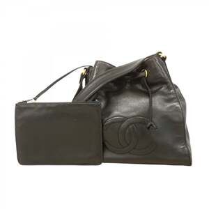 CHANEL Black Lambskin Leather Shoulder Bag